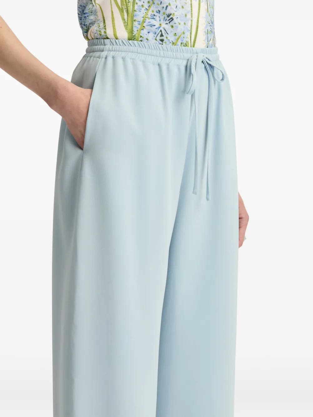 Oscar De La Renta Drawstring-waist Silk Pants In Blue