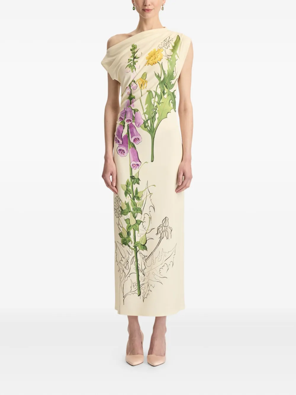 Oscar de la Renta Foxglove Sketch jersey jurk - Wit