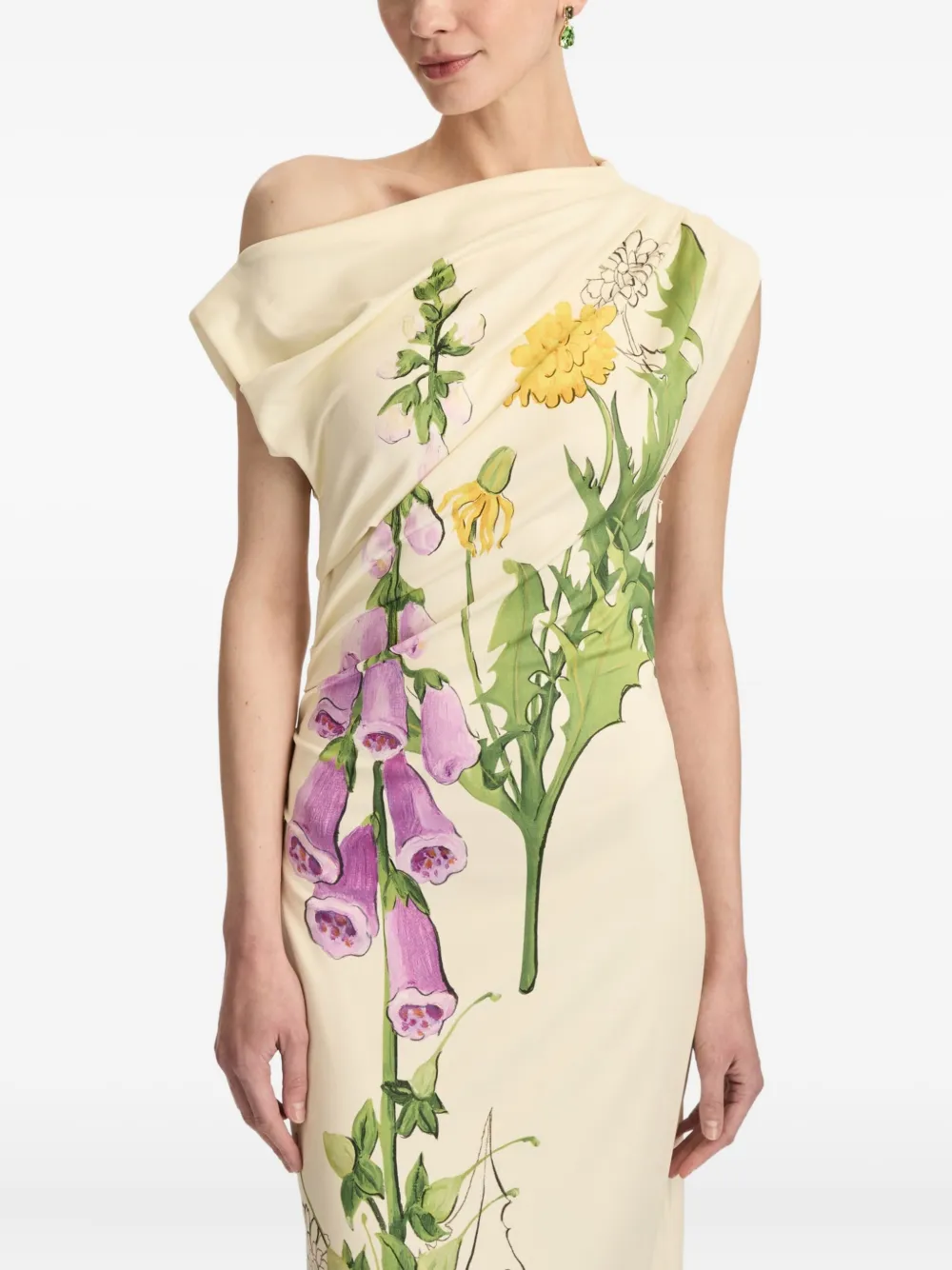 Oscar de la Renta Foxglove Sketch jersey jurk Wit