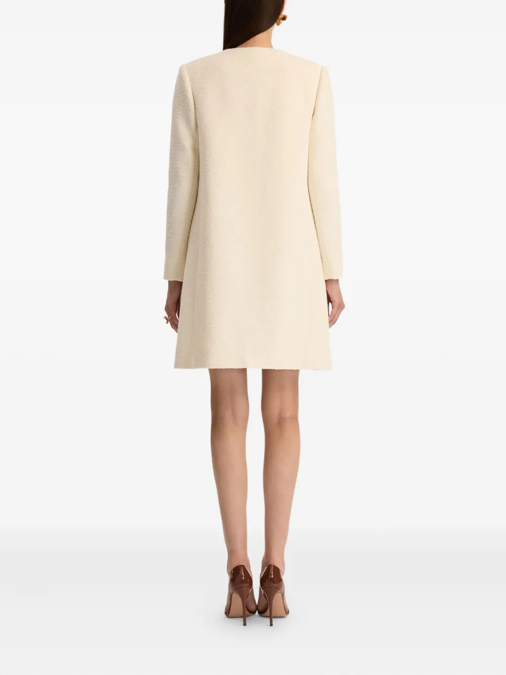 Oscar De La Renta Foxglove Embroidered Tweed Jacket In White