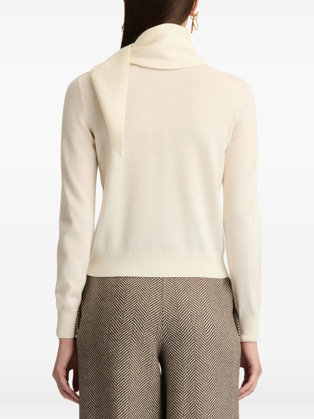 Oscar De La Renta Virgin Wool Pullover With Scarf In White