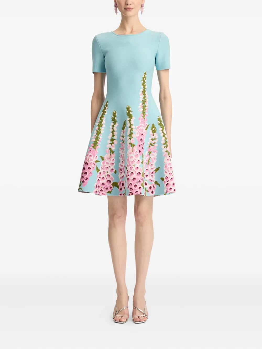 Oscar De La Renta Floral Jacquard Minidress In Blue