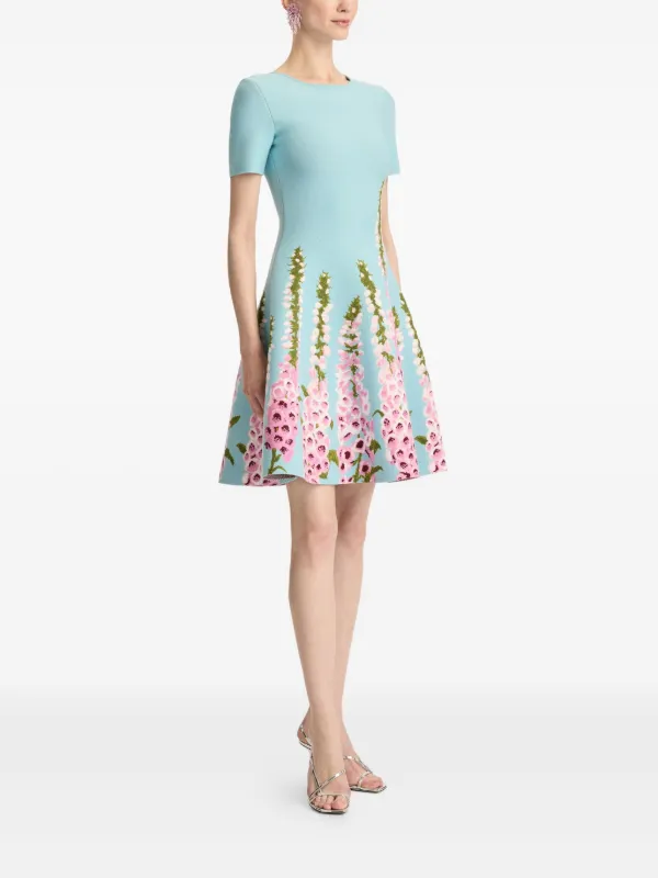 Oscar De La Renta Foxglove Jacquard Dress | Blue | FARFETCH