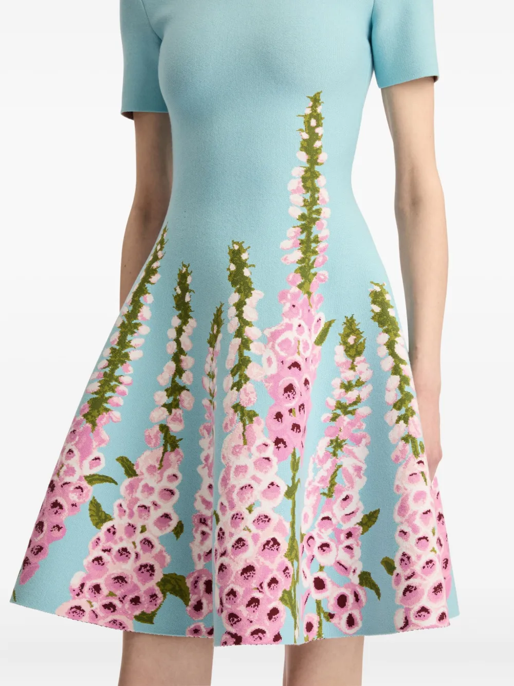 Oscar De La Renta Floral Jacquard Minidress In Blue