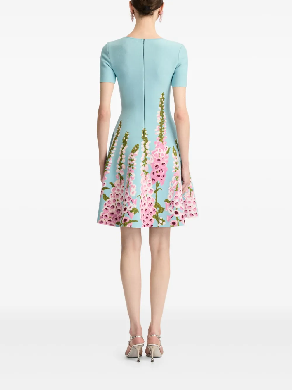 Oscar De La Renta Floral Jacquard Minidress In Blue