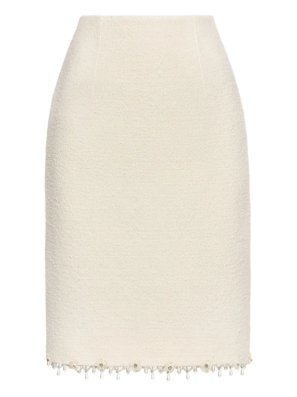 Oscar De La Renta Fringe-detail Midi Skirt In Neutral