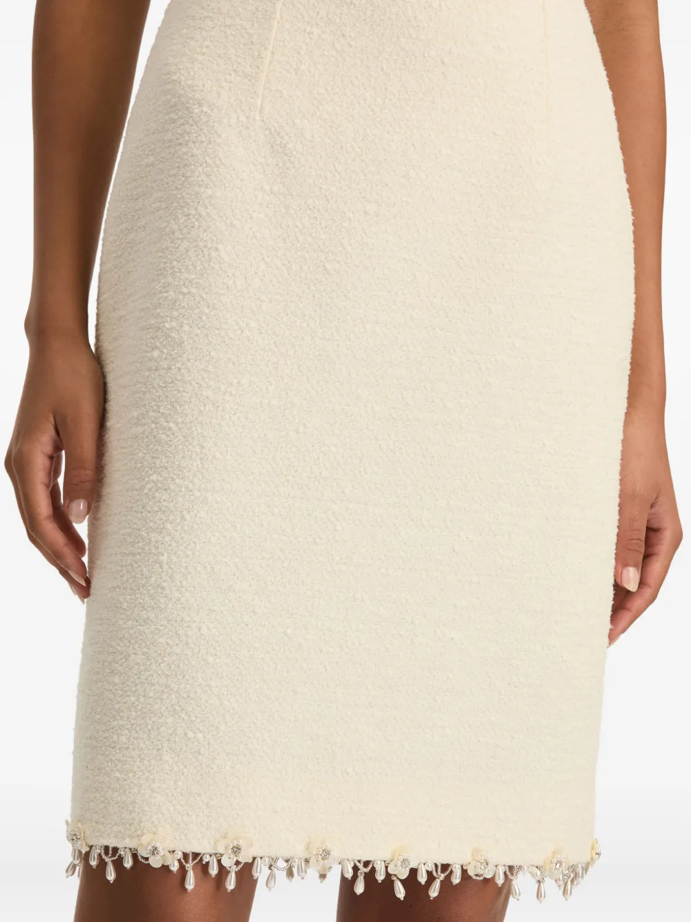 Oscar De La Renta Fringe-detail Midi Skirt In Neutral