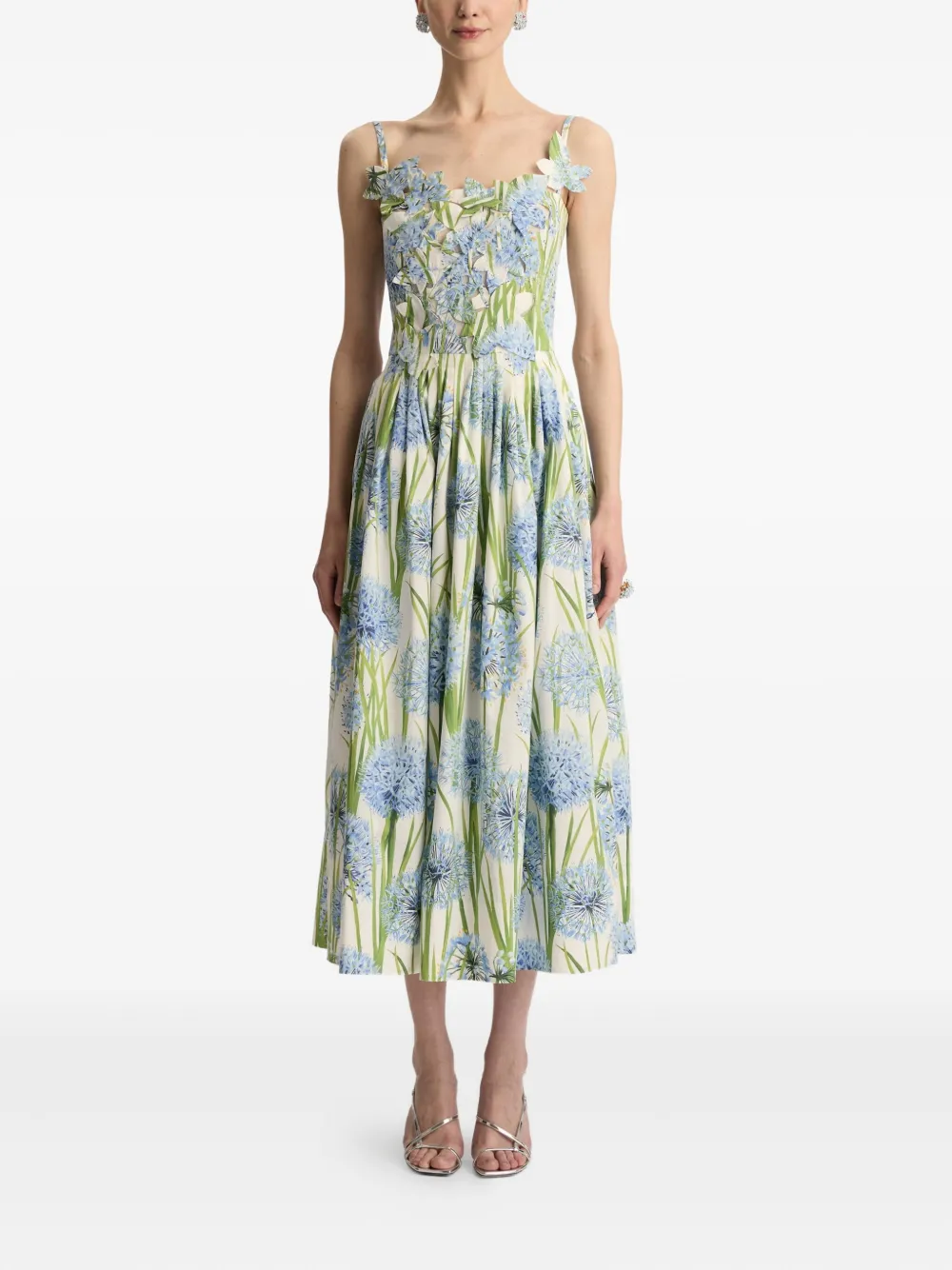 Oscar de la Renta Allium jurk met borduurwerk - Beige