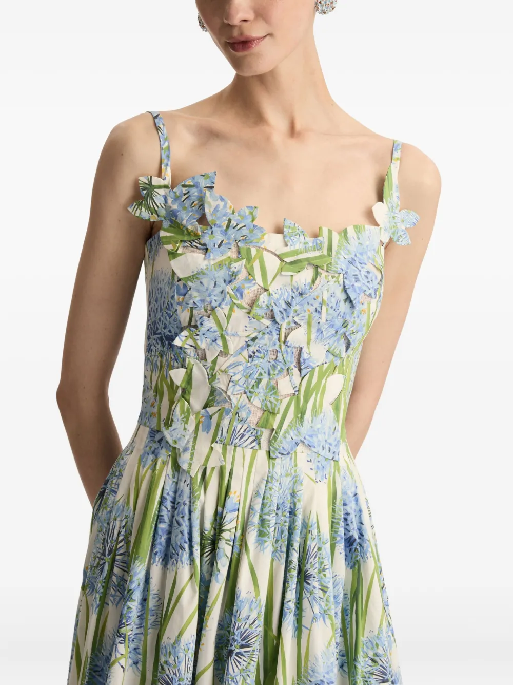 Oscar de la Renta Allium jurk met borduurwerk Beige