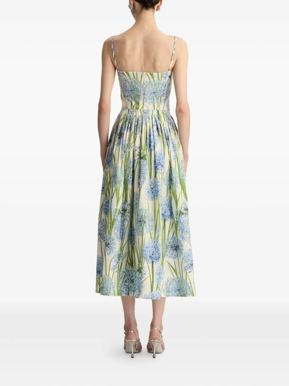 Oscar de la Renta Allium jurk met borduurwerk Beige