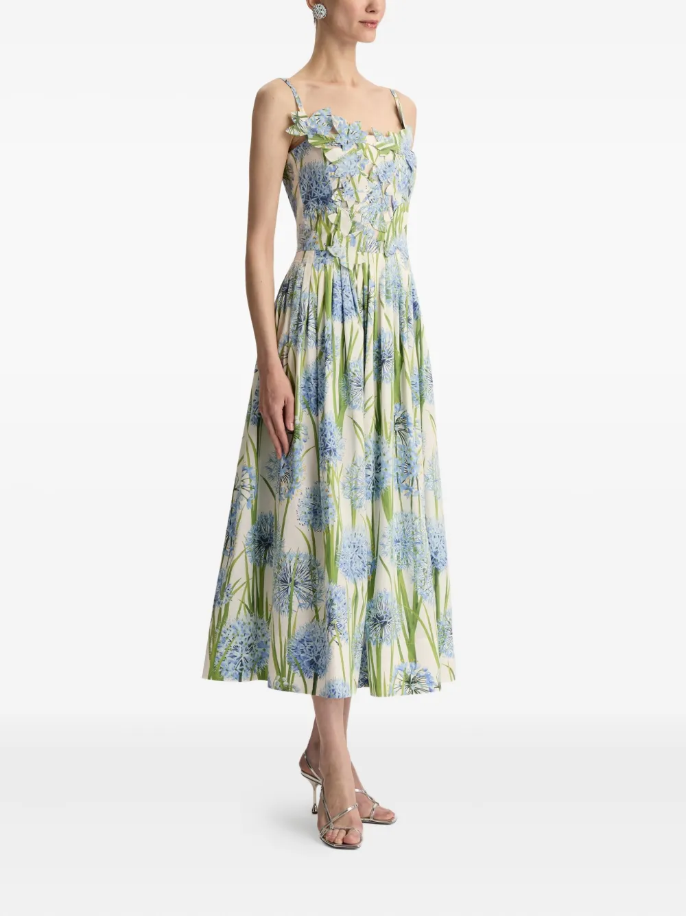 Oscar de la Renta Allium jurk met borduurwerk Beige