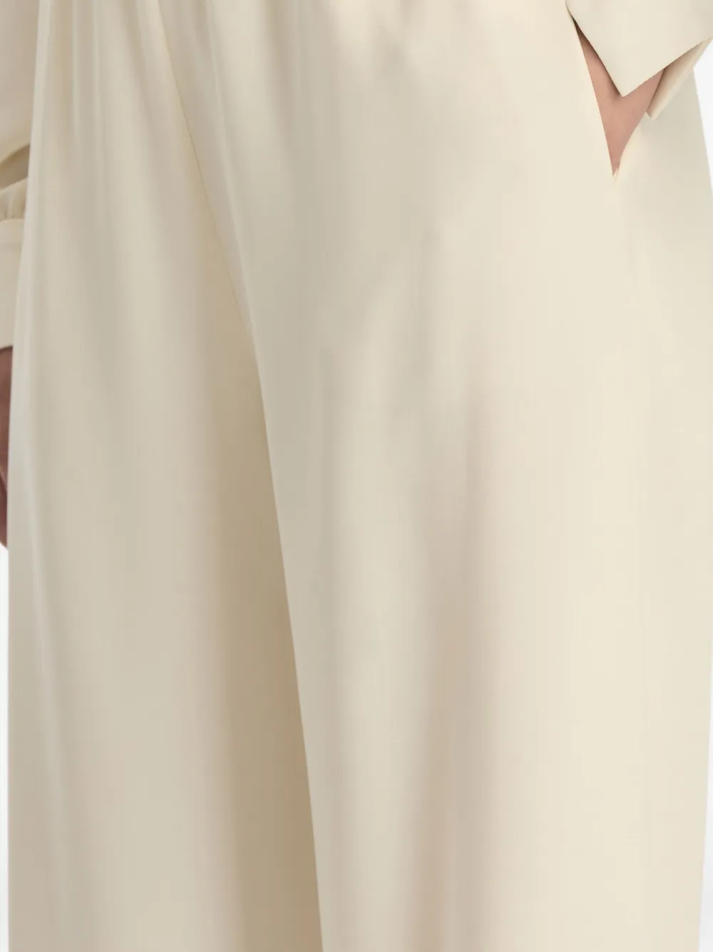 Oscar De La Renta Silk Georgette Wide Leg Pant In Neutral