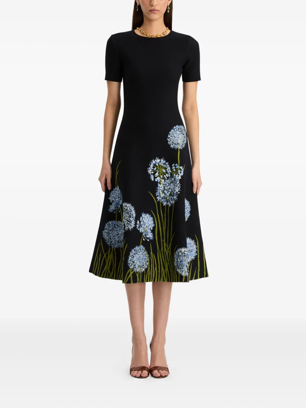 Oscar de la Renta Allium midi-jurk met jacquard - Blauw
