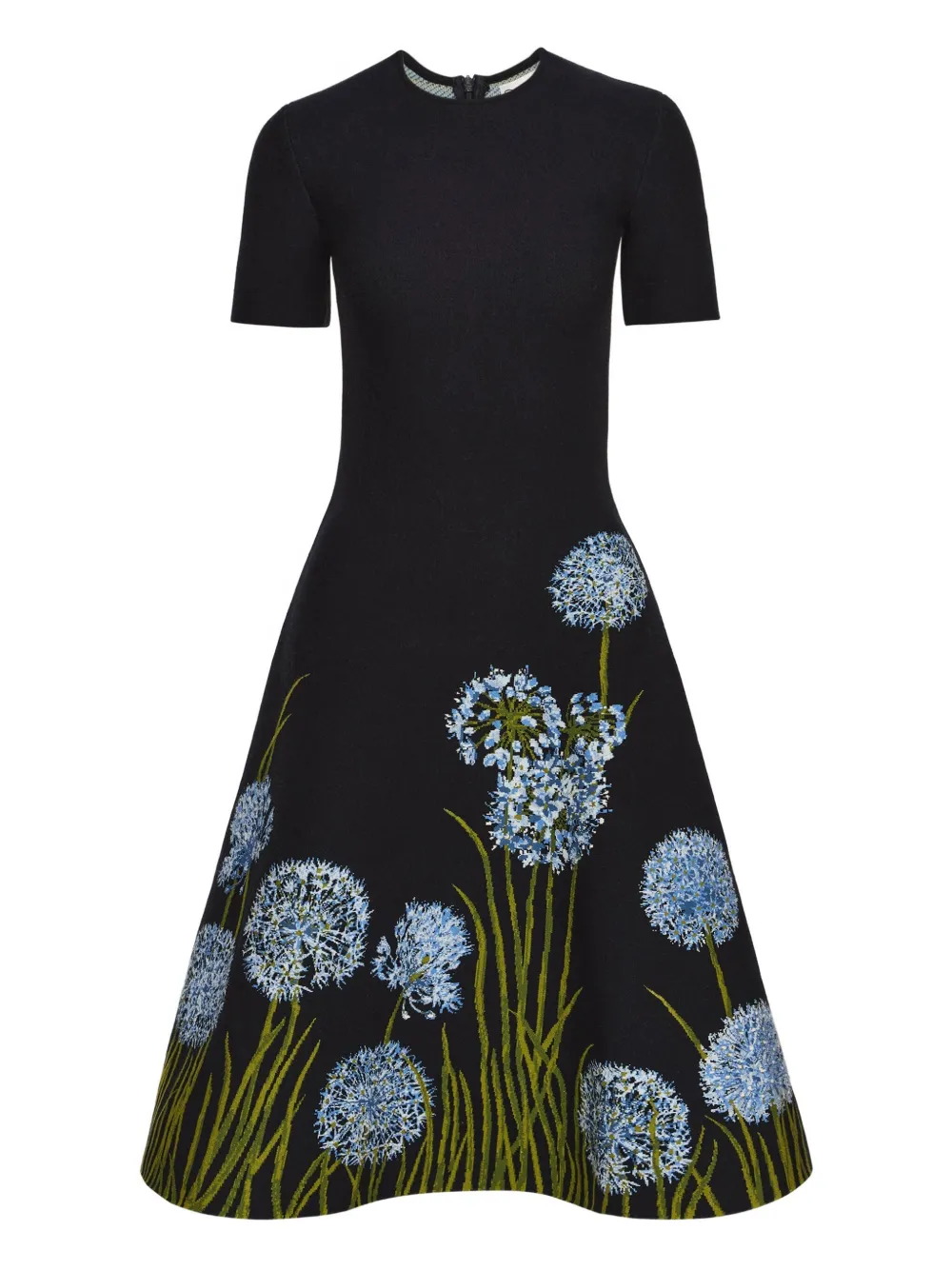 Oscar De La Renta Allium Jacquard Midi Dress In Blue