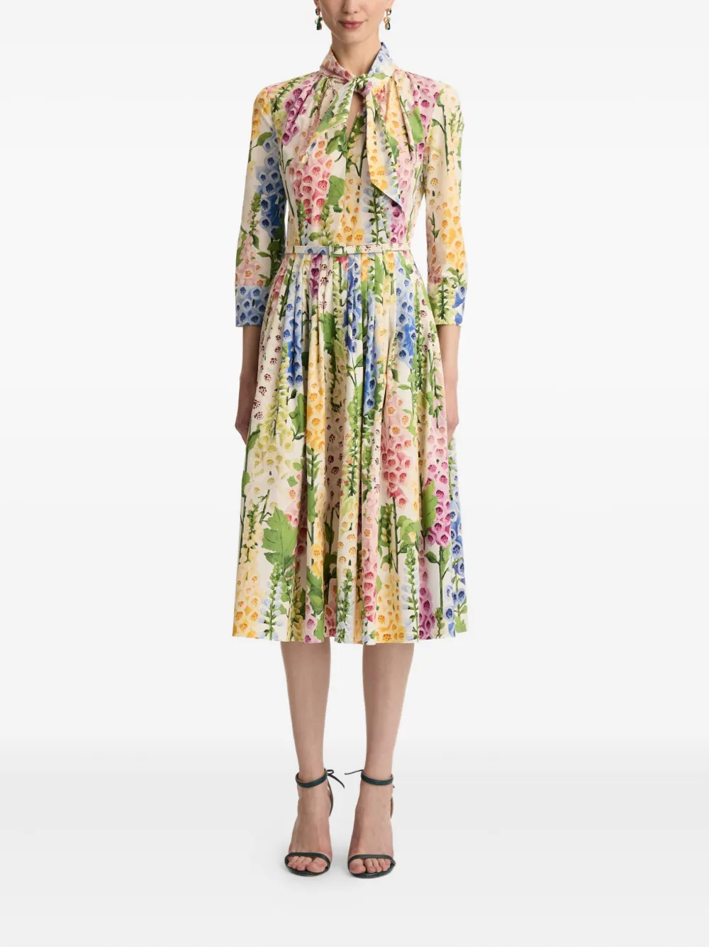 Oscar de la Renta Foxglove popeline jurk - Geel