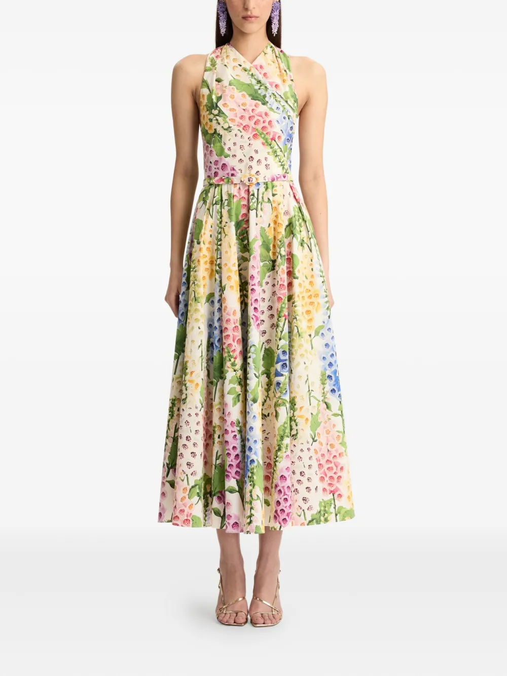 Oscar de la Renta Midi-jurk met bloempatroon - Wit