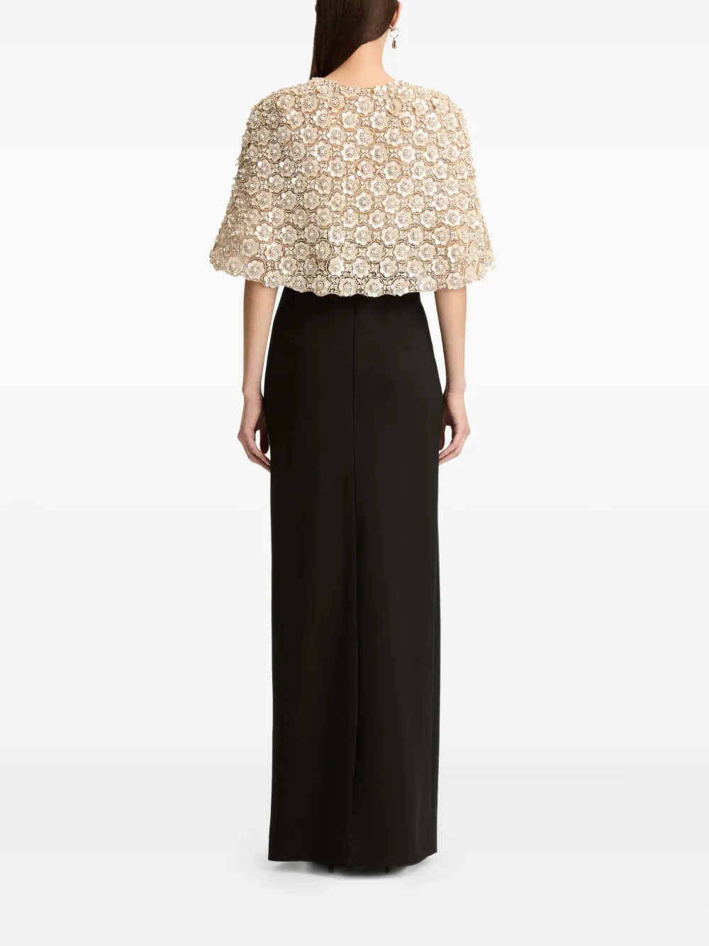 Oscar de la Renta Cape met geborduurde bloemen Beige