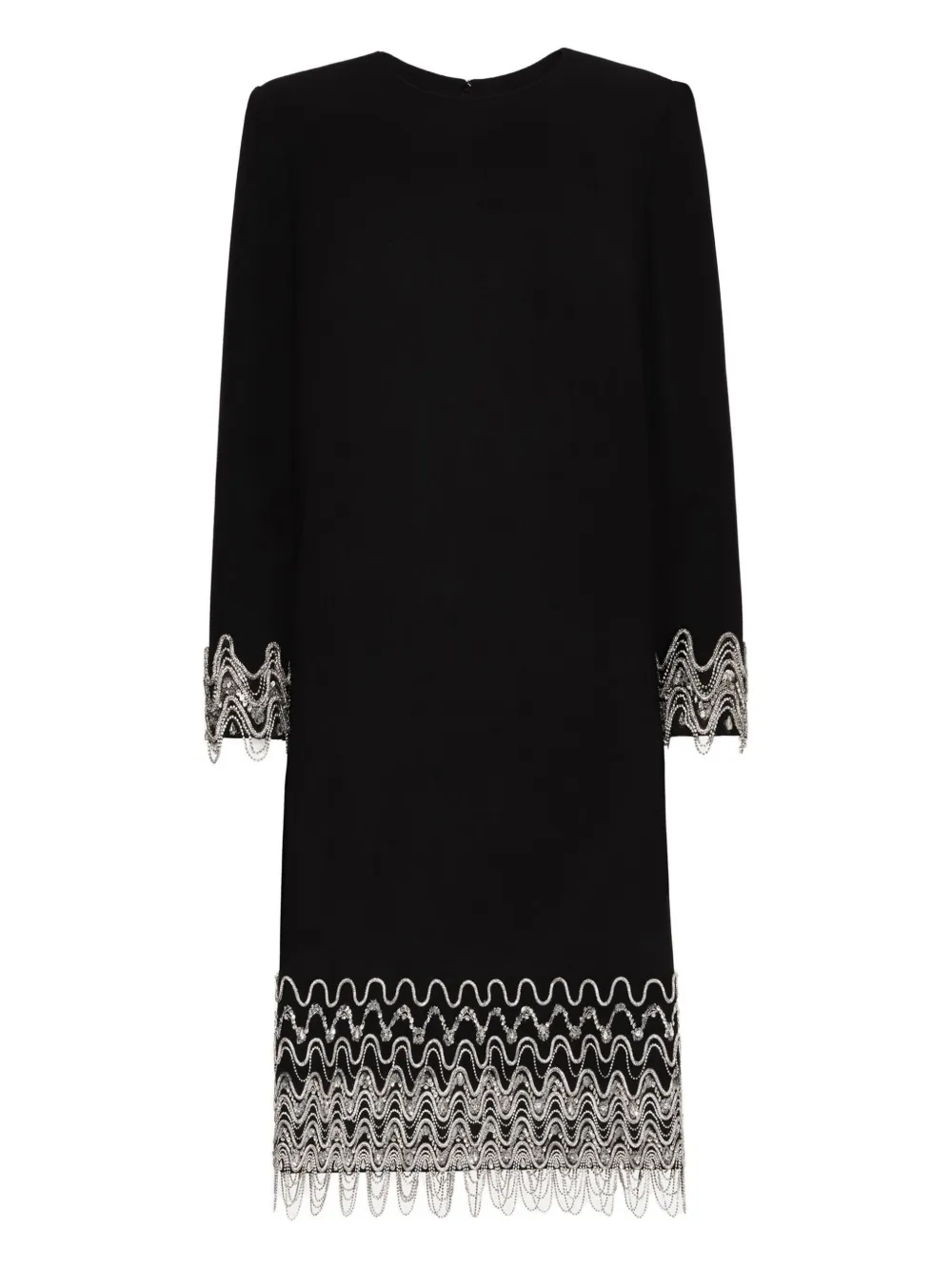 Oscar de la Renta Abito Crystal Wave con ricamo - Nero