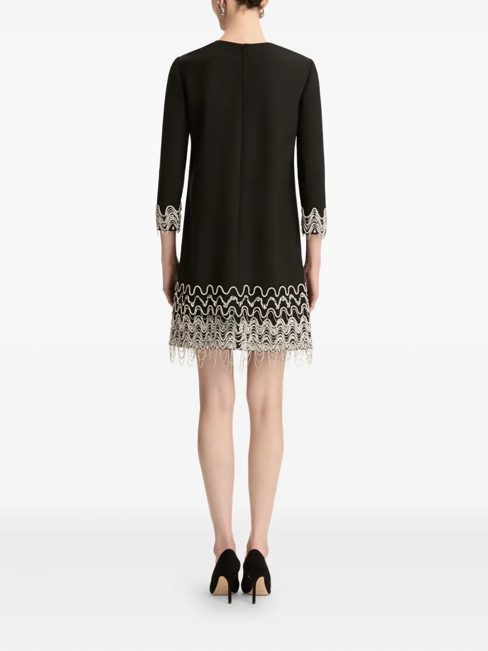 Crystal Wave Embroidered Shift Dress