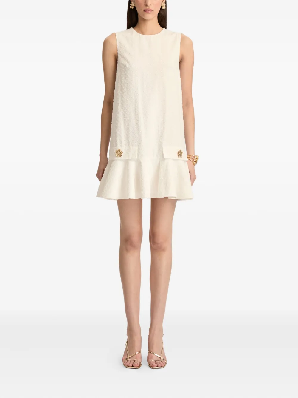 Oscar de la Renta Popeline jurk met schakelketting - Beige