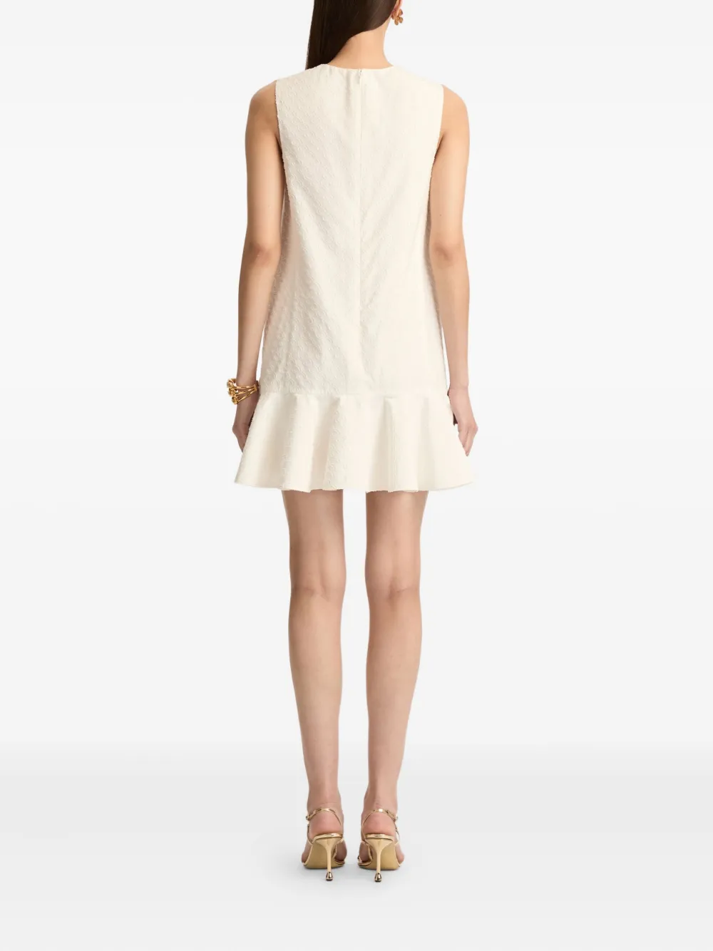 Oscar de la Renta Popeline jurk met schakelketting Beige