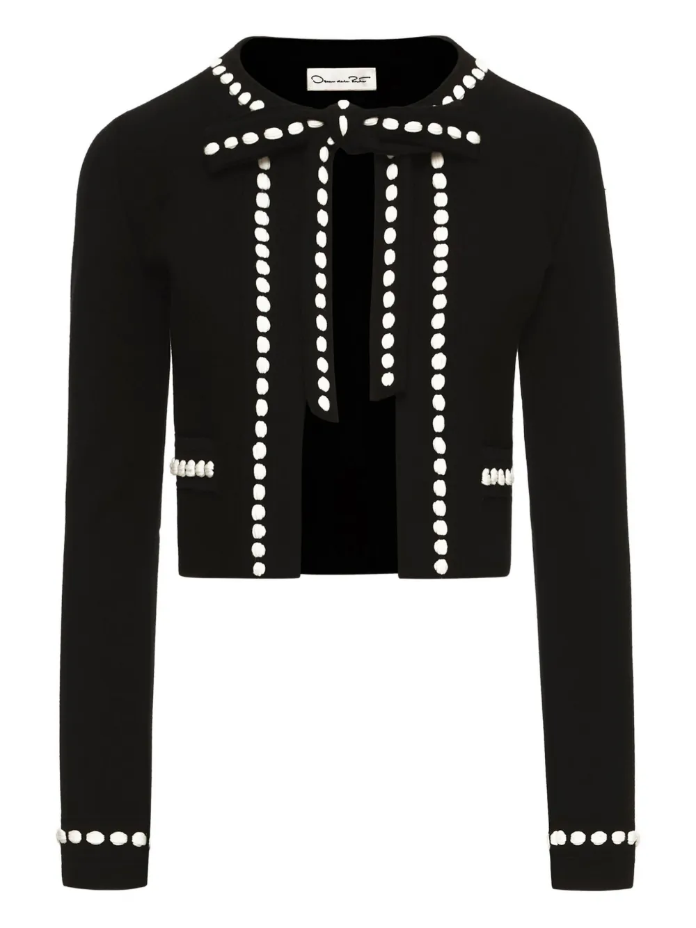 Oscar De La Renta Bubble-trim Cardigan In Black