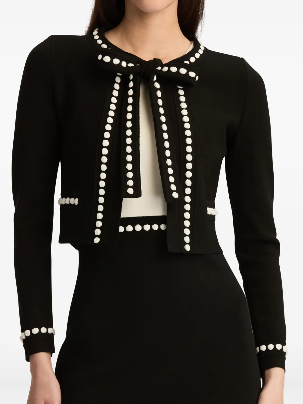 Oscar De La Renta Bubble-trim Cardigan In Black