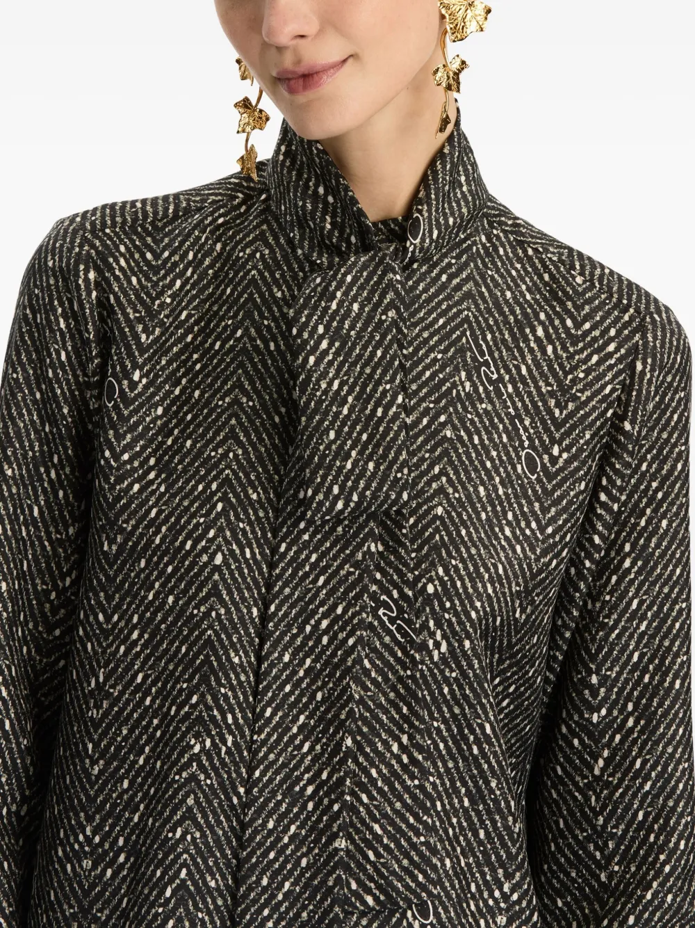 Oscar De La Renta Tie-neck Blouse In Black