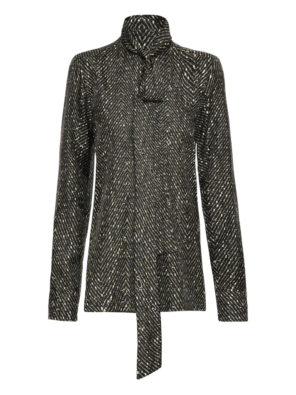 Oscar De La Renta Tie-neck Blouse In Black