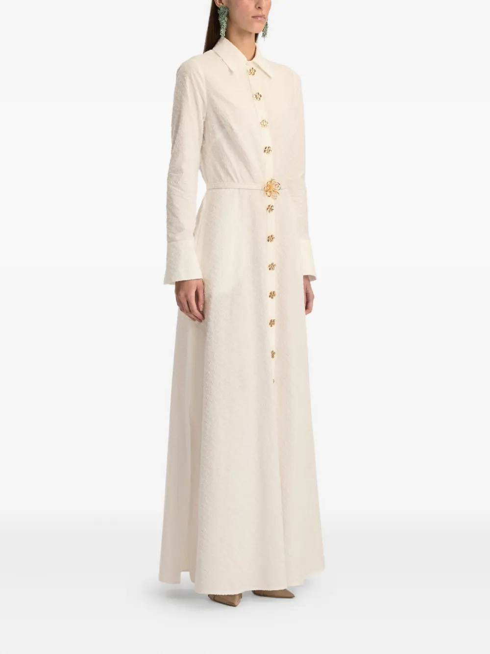 Oscar de la Renta Maxi-jurk met lange mouwen Beige