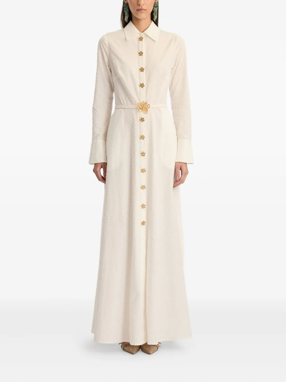 Oscar de la Renta Maxi-jurk met lange mouwen - Beige