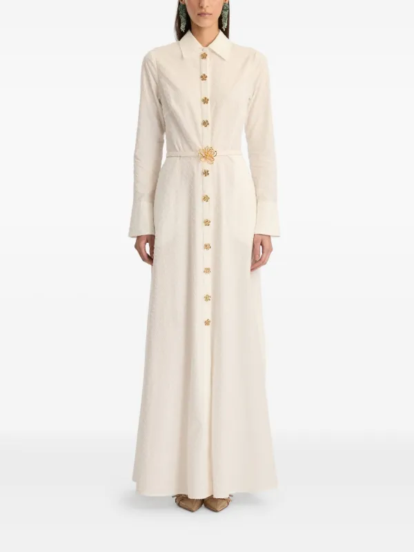 Oscar de La Renta Long-sleeve Maxi Dress - Neutrals