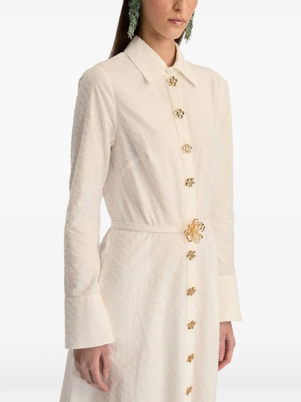 Oscar de la Renta Maxi-jurk met lange mouwen Beige