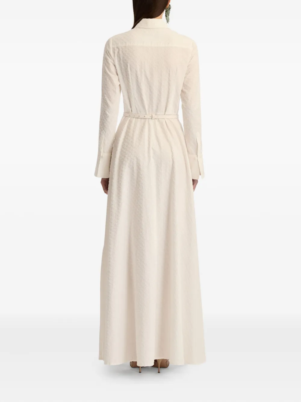 Oscar de la Renta Maxi-jurk met lange mouwen Beige