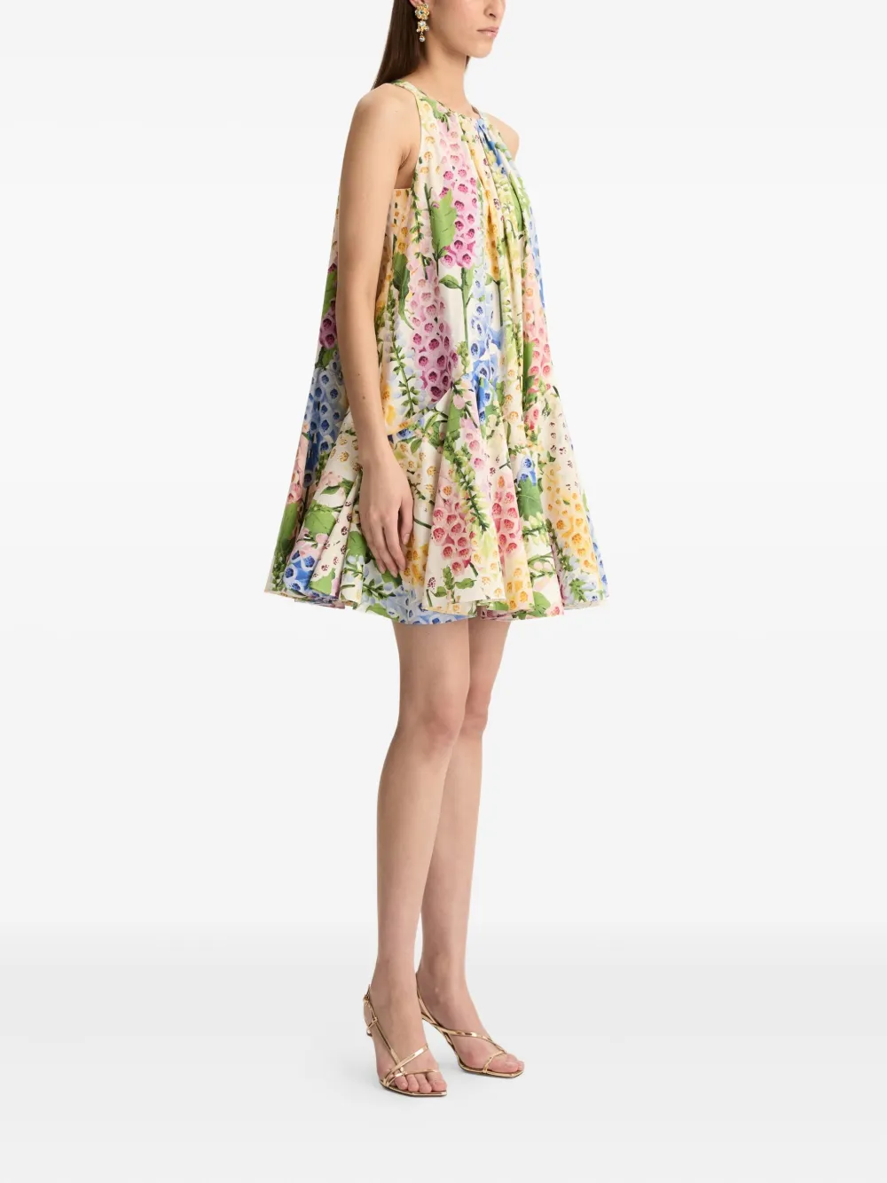 Oscar de la Renta Mini-jurk met bloempatroon Wit