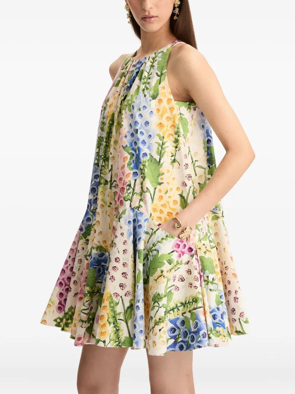 Oscar de la Renta Mini-jurk met bloempatroon Wit