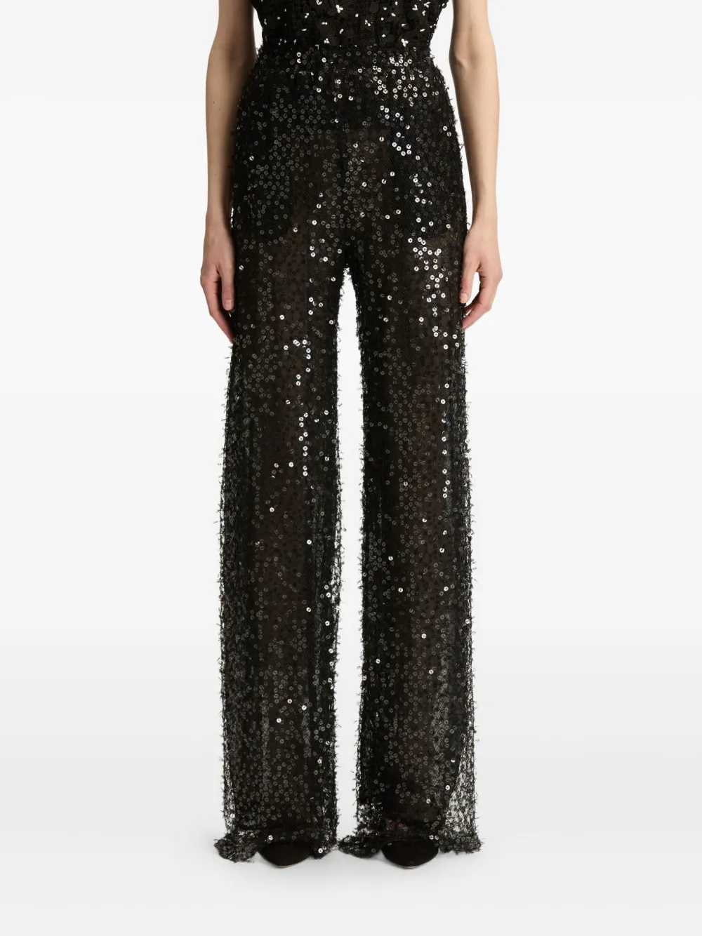 Oscar De La Renta Floating Sequin Pant In Black