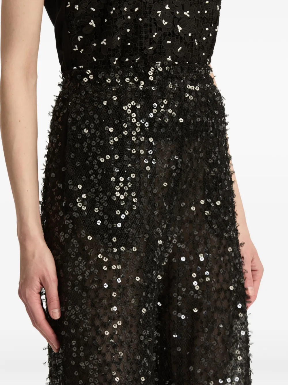 Oscar De La Renta Floating Sequin Pant In Black