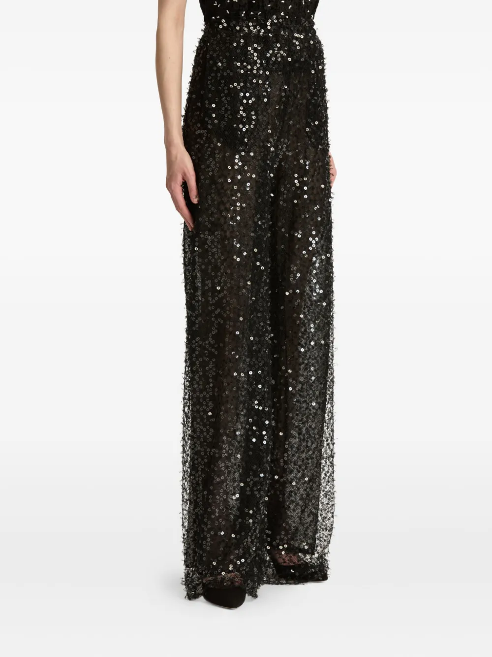 Oscar De La Renta Floating Sequin Pant In Black