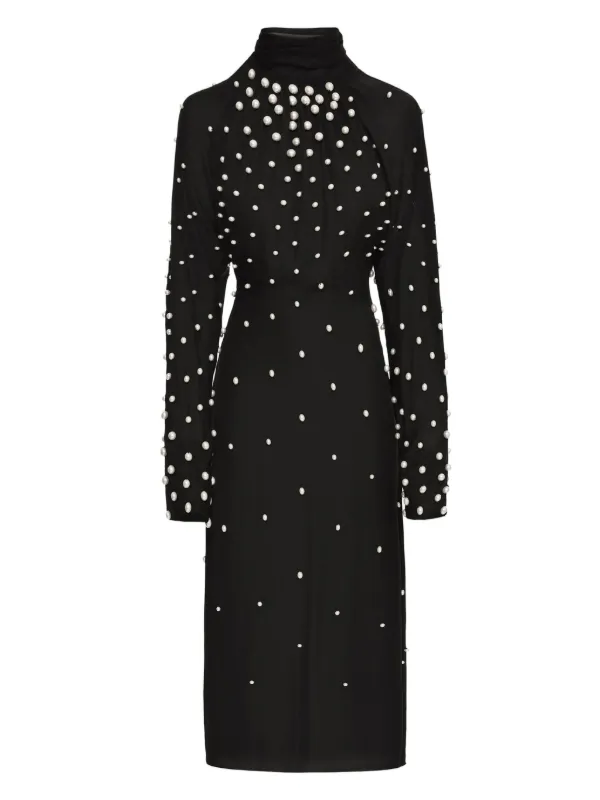 black boat neck midi dress Gaia - Boat Neck Belted Pleated Midi Dress - Black