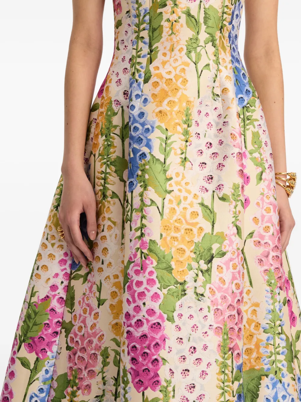 Oscar de la Renta Foxglove cocktailjurk met jacquard Roze