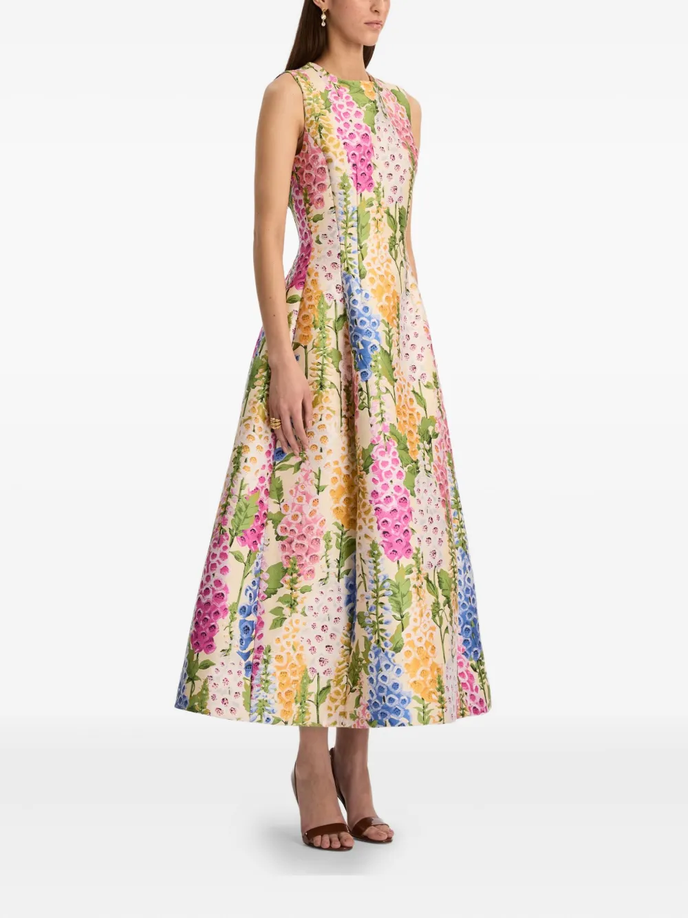 Oscar de la Renta Foxglove cocktailjurk met jacquard Roze