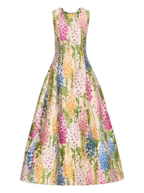 Oscar de la Renta Foxglove Jacquard Cocktail midi dress
