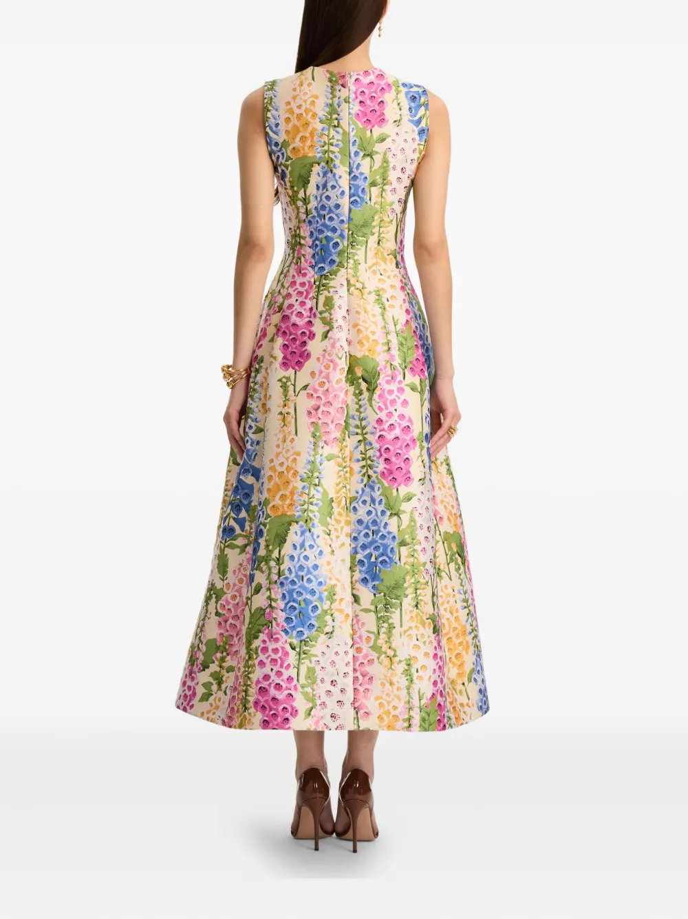 Oscar de la Renta Foxglove cocktailjurk met jacquard Roze