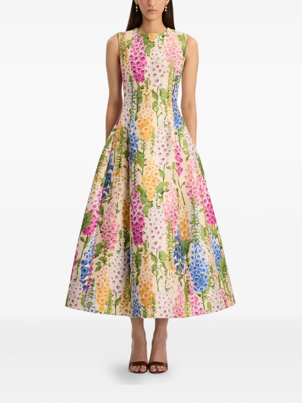 Oscar de la Renta Foxglove cocktailjurk met jacquard - Roze