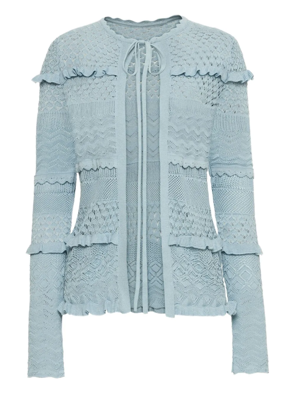 Oscar De La Renta Scallop-trim Cardigan In Blue