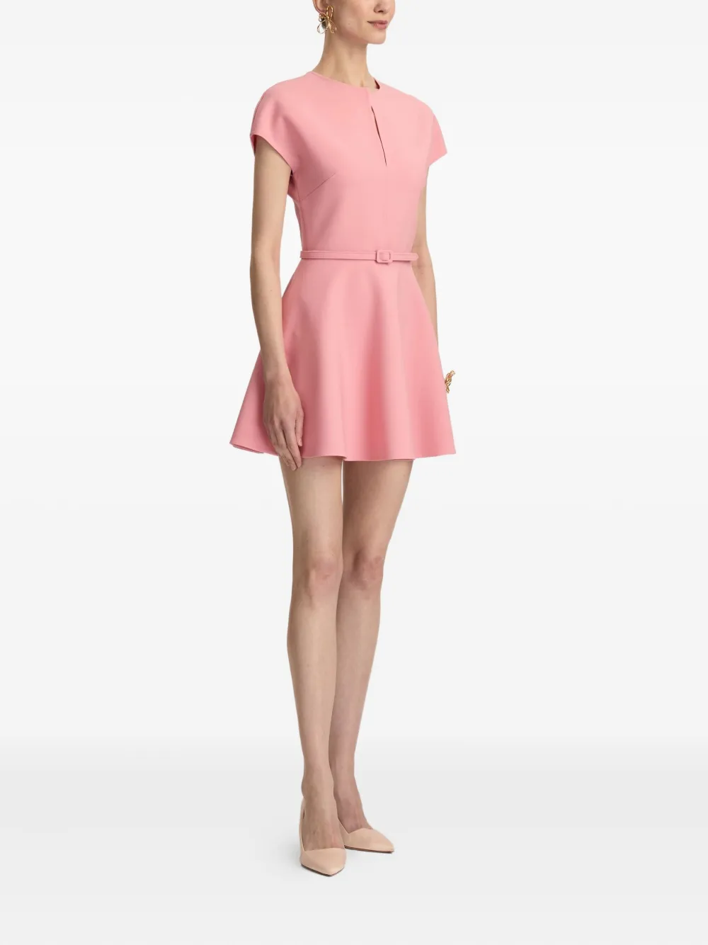 Oscar De La Renta Split-neck Mini Dress In Pink