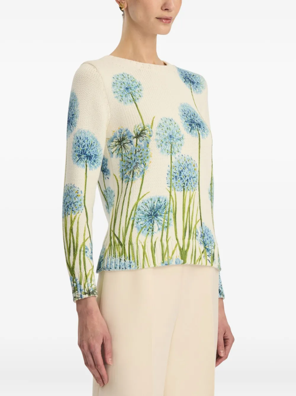Oscar De La Renta Allium Printed Sweater In Multi