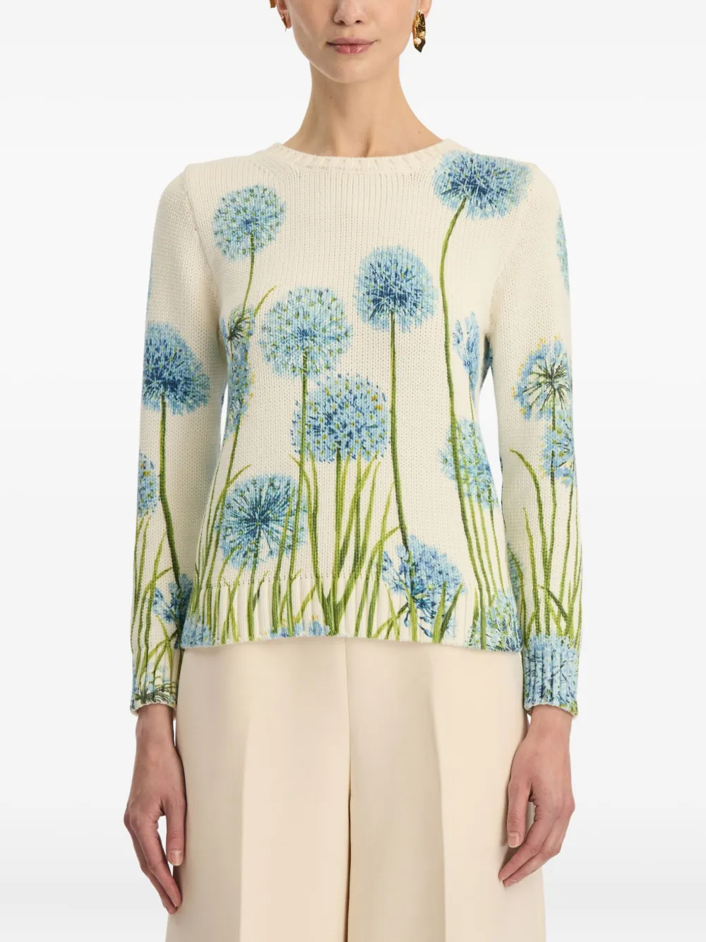 Oscar De La Renta Allium Printed Sweater In Multi