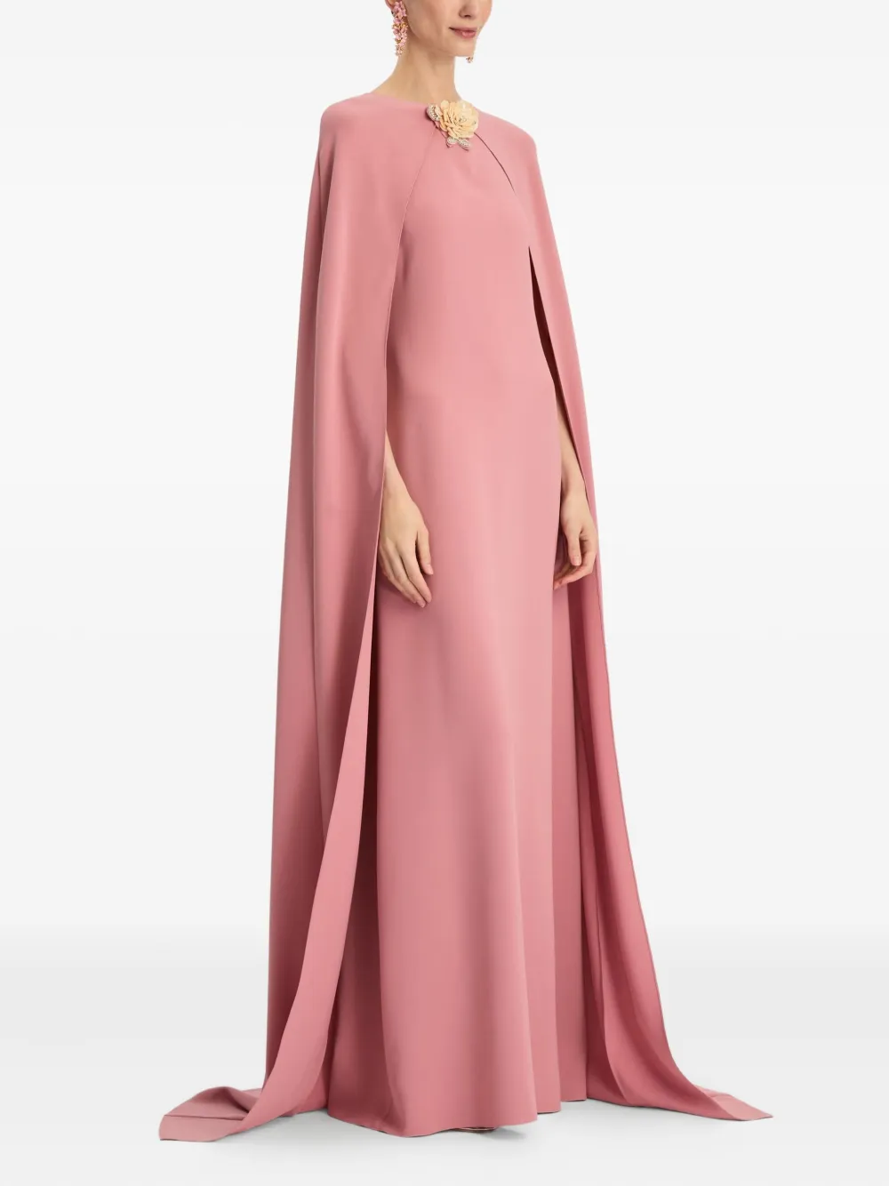 Oscar de la Renta Maxi-jurk met ronde hals Roze